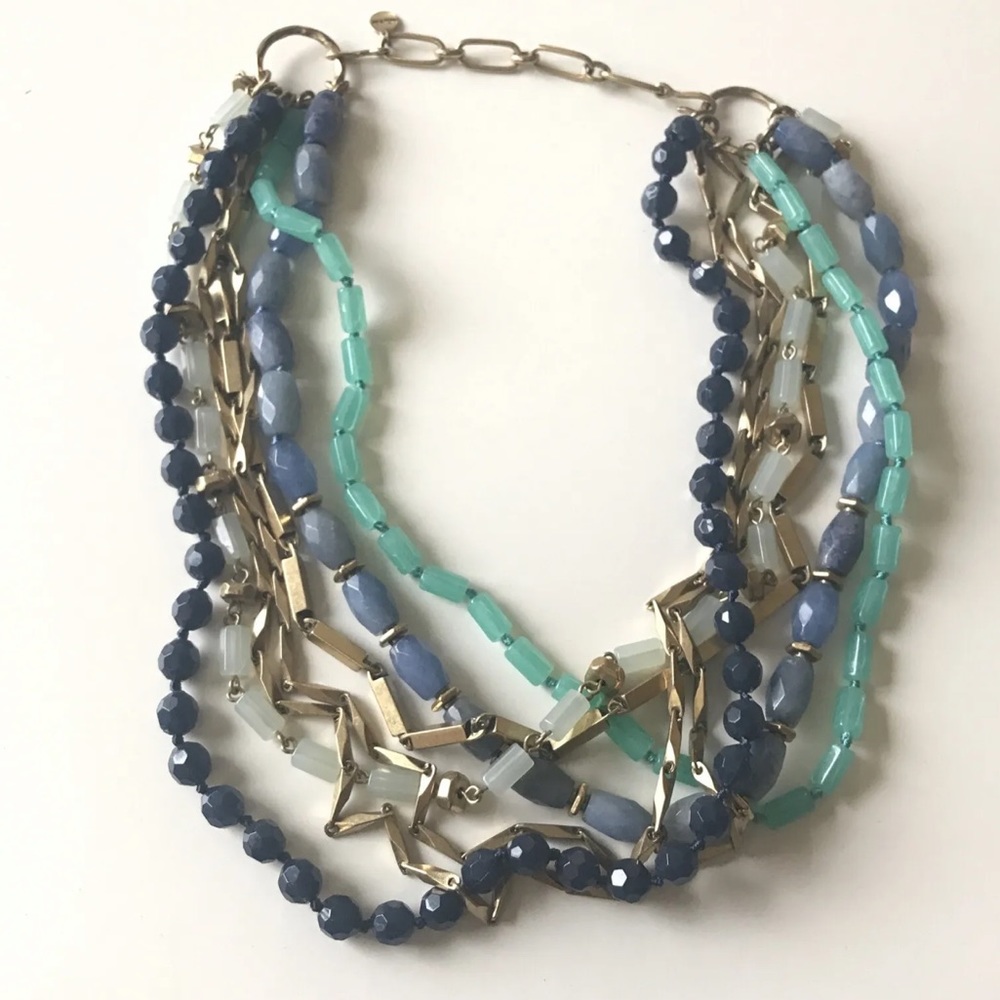 Stella & Dot Sutton Stone Necklace Blue Green And Gold